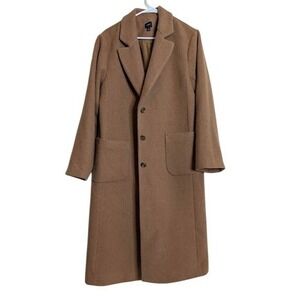 J. Crew Patch Pocket Topcoat Women M Brown Camel Wool Blend Button Up Jacket